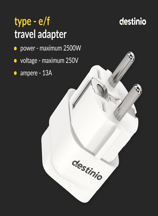 Destinio Europe Travel Adapter, India to Europe Plug Adapter - Germany, France Schuko Adapter, Type E/F European Plug Adapter for Laptops, Phones, Chargers - CE, ROHS (Pack of 2) - Image 2